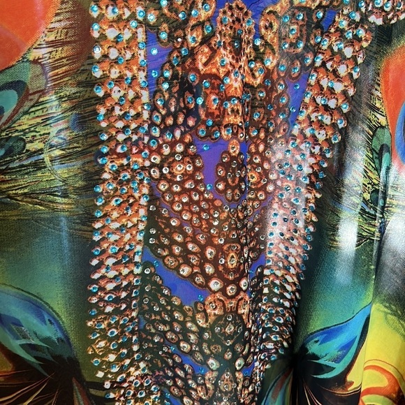Indian Bazaar Vintage Peacock Jeweled Kaftan Free Size - Picture 3 of 9
